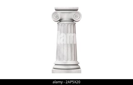 Colonna greca isolata su rendering 3D bianco Foto Stock