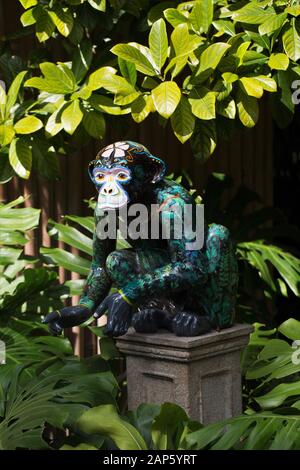 Una scimmia statua a Giardini Botanici Marie Selby di Sarasota in Florida, Stati Uniti d'America. Foto Stock