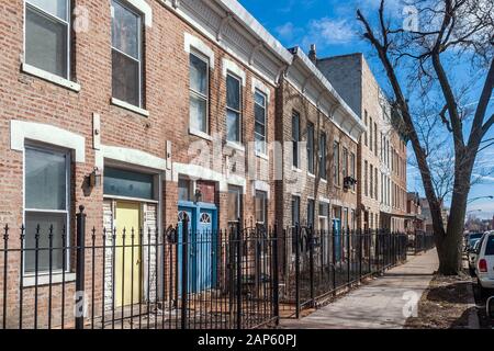 Edifici residenziali nel quartiere di Bridgeport Foto Stock