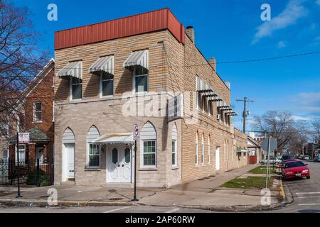 Casa funeraria nel quartiere di Bridgeport Foto Stock