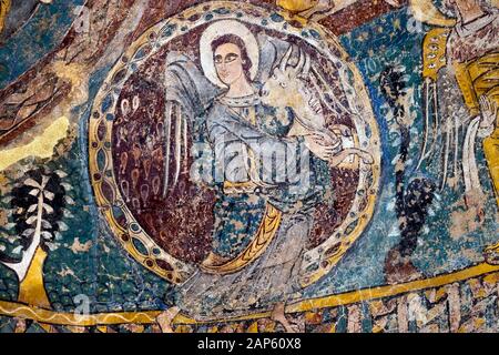 Affreschi romanici. Il Museo Diocesano di Jaca è una delle più belle collezioni di affreschi romanici del mondo. Foto Stock