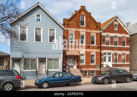 Edifici residenziali nel quartiere di Bridgeport Foto Stock