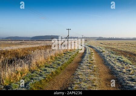 Paesaggio invernale nel Nottinghamshire, vicino al villaggio di Papplewick, Regno Unito. Foto Stock