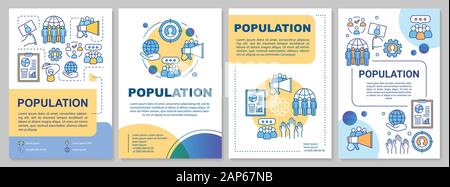 Una popolazione modello brochure. Volantini, opuscoli, depliant stampa, design di copertura con illustrazioni lineare. Problema demografico. Vettore di layout di pagina per Malaga Illustrazione Vettoriale