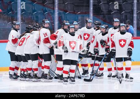 Losanna, Vodese Arena, YOG 2020 - Le donne il terzo posto finale, Slovacchia. Xxi gen, 2020. La Svizzera, Team Svizzera Credit: SPP Sport Stampa foto. /Alamy Live News Foto Stock