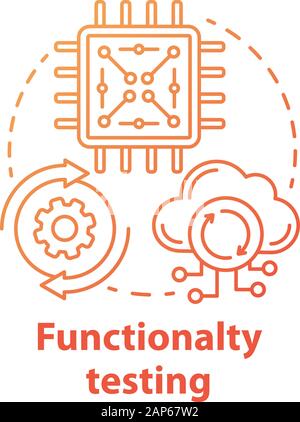 Il test di funzionalità concetto icona. Black-box testing idea sottile linea illustrazione. Impostazione di sistema per lavorare con i servizi di rete. Isolare il vettore Illustrazione Vettoriale