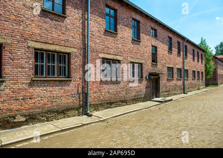 Caserma nell'ex campo di concentramento nazista Auschwitz i, Polonia Foto Stock