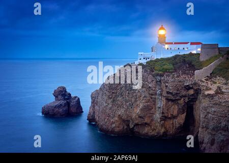 Cabo de Sao Vicente Lighthouse, Sagres Algarve Foto Stock