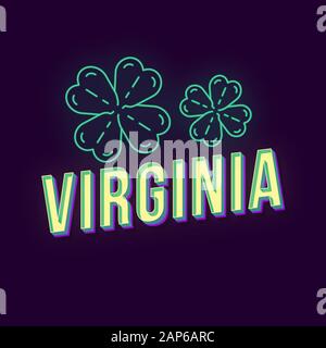 Virginia vintage vettore 3d caratteri. Retrò grassetto font, il carattere tipografico. La Pop art testo stilizzato. In stile vecchia scuola lettere. 90s, 80s poster, striscioni, t shirt tip. Illustrazione Vettoriale