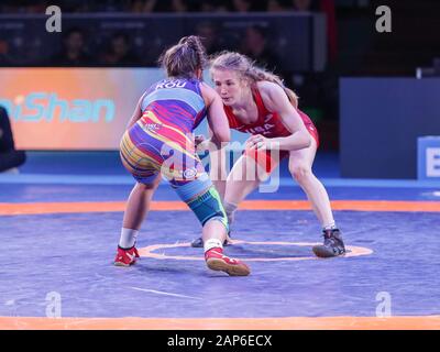 17 januari 2020 Roma, Italia Restling, Torneo Internazionale , sarah ann hildebrandt (usa) categoria 50 kg durante 1° Torneo Internazionale della Serie di Classifiche - giorno 3 - Wrestling Foto Stock