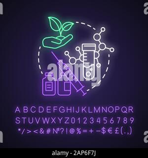 La mutazione di allevamento luce al neon concetto icona. Bioingegneria e biotecnologia idea. Modifica genetica e selezione. Segno incandescente con alfabeto, nu Illustrazione Vettoriale