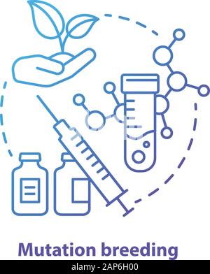 Allevamento di mutazione concetto icona. Bioingegneria e biotecnologia idea sottile linea illustrazione in blu. Modifica genetica e selezione vegetale. Scie Illustrazione Vettoriale