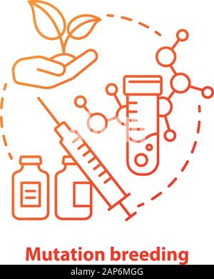 Allevamento di mutazione concetto icona. Bioingegneria e biotecnologia idea sottile linea illustrazione in rosso. Modifica genetica e selezione vegetale. Scien Illustrazione Vettoriale