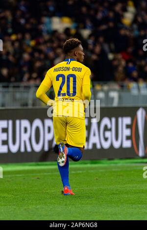 Kiev - Mar 14, 2019: Callum Hudson-Odoi 20. Dynamo Kyiv - Chelsea di Londra. La UEFA Europa League. La NSC Olympiyskiy stadium Foto Stock