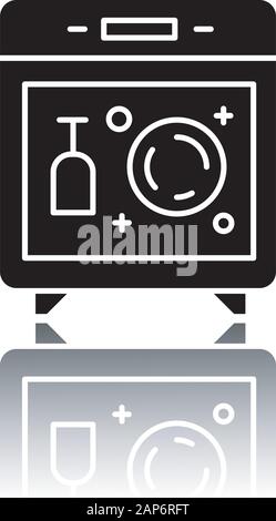 Lavastoviglie ombra nera icona glyph. Cucina dispositivo per uso domestico. Lavastoviglie. La gestione facile e rapido lavaggio. Home appliances, costomer electrics, mac Illustrazione Vettoriale