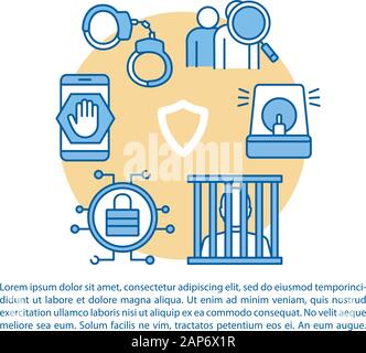 Prevenzione di truffa articolo pagina template vettoriale. Protezione contro le frodi brochure, rivista, opuscolo elemento di design con icone lineare. Fermare le azioni illegali. Illustrazione Vettoriale