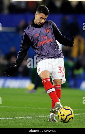 Londra, Regno Unito. Xxi gen, 2020. Gabriel Martinelli di Arsenal in azione durante il pre-corrispondenza warm up. Premier League, Chelsea v Arsenal a Stamford Bridge di Londra martedì 21 gennaio 2020. Questa immagine può essere utilizzata solo per scopi editoriali. Solo uso editoriale, è richiesta una licenza per uso commerciale. Nessun uso in scommesse, giochi o un singolo giocatore/club/league pubblicazioni. pic da Steffan Bowen/ Credito: Andrew Orchard fotografia sportiva/Alamy Live News Foto Stock