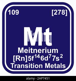 Meitnerium Tavola periodica degli elementi illustrazione vettoriale eps 10 Illustrazione Vettoriale