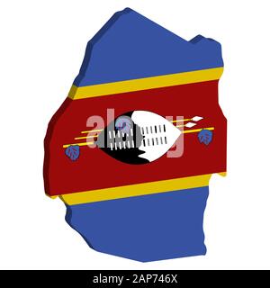 Swaziland Regno di Eswatini Mappa Flag Vector 3D Illustrazione Vettoriale