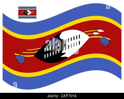 Wave Swaziland Regno di Eswatini Flag Vector Illustrazione Vettoriale