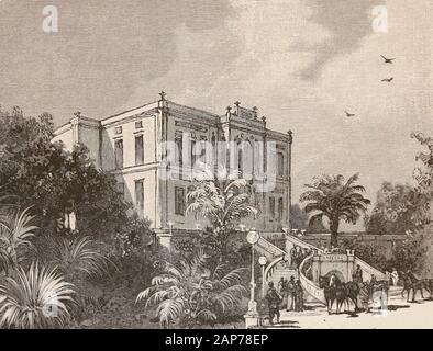 Palazzo del Principe Hussein Pasha a Giza. Incisione del 19th secolo. Foto Stock