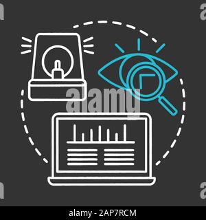 Icona del concetto di gesso per i test di sollecitazione. Illustrazione della linea sottile della fase di sviluppo del software. Verifica della stabilità e dell'affidabilità delle applicazioni. Si proj Illustrazione Vettoriale