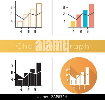 Icona a grafico misto. Istogramma verticale con elementi lineari. Grafico delle informazioni. Grafico presentazione aziendale. Diagramma. Marketing. Design piatto, lineare e. Illustrazione Vettoriale