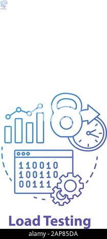 Test di carico di un concetto icona. Sviluppo Software idea dello Stadio linea sottile illustrazione. Perfomance del sistema a diverse condizioni. Non-testing funzionale. Illustrazione Vettoriale