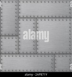 illustrazione 3d di sfondo metallico delle piastre armor Foto Stock