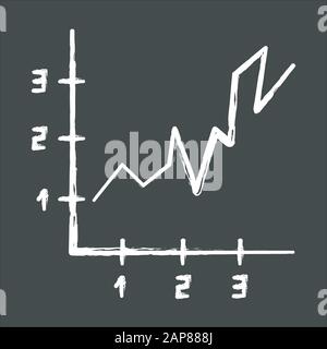 Icona gesso grafico area. Grafico crescente con indici. Aumento del diagramma. Crescita infografica con numeri. Visualizzazione del rapporto aziendale. Presen di marketing Illustrazione Vettoriale