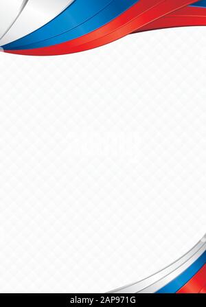Sfondo astratto con forme d'onda con i colori bianco, blu, rosso della bandiera della Russia o della Slovacchia da utilizzare come Diploma o certificato Illustrazione Vettoriale