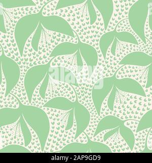 Motivo floreale di ripetizione vettoriale in neo menta e crema. Illustrazione Vettoriale