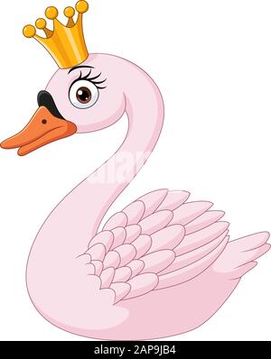 Cartone animato principessa swan su sfondo bianco Illustrazione Vettoriale