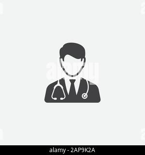 Medico con disegno icona stetoscopio, medico medico icona vettore piatto per applicazioni e siti web, medico illustrazione logo Illustrazione Vettoriale