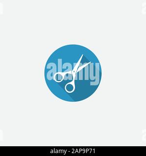 Modello vettoriale con logo A Icona piatta a forbice, simbolo di taglio, icona di taglio Illustrazione Vettoriale
