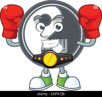 Buon Viso Boxing yin yang personaggio di cartone animato design Illustrazione Vettoriale