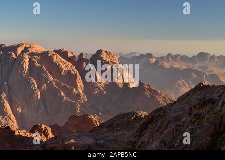 Una vista fantastica dal Monte Sinai, Egitto Foto Stock