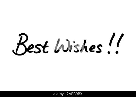 Auguri!! scritto a mano su sfondo bianco. Foto Stock