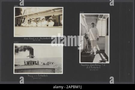 Photo Album Fisherman: Third Karakoru Expedition, 1929 Descrizione: Album con tre foto. Sinistra: L'equipaggio della SS Ridderkerk Sunshooting; in basso a sinistra: Il ponte della SS Ridderkerk; a destra: Capitano Boerkamp della Ridderkerk Data: 22 febbraio 1929 luogo: Bombay, India, Mumbai Parole Chiave: Equipaggio, strumenti, navi Nome personale: Boerkamp, [...] Foto Stock