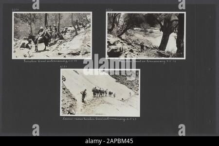 PhotoAlbum Fisherman: Third Karakoru Expedition, 1929 Descrizione: Album con tre foto. In alto a sinistra e a destra: La spedizione tra Gund e Sonamarg; in basso: La spedizione sulla neve a valanga tra Gund e Sonamarg Data: 1929/05/04 luogo: Gund, India, Sonamarg Parole Chiave: Montagne, spedizioni Foto Stock