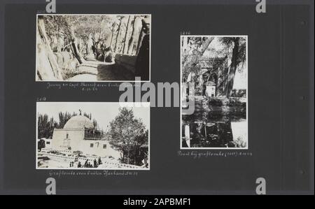 Photo Album Fisherman: Third Karakoru Expedition, 1929-1930 Descrizione: Album Sheet with three photos. In alto a sinistra: Jenny Visser-Hooft con vice-console inglese capitano Sherrif appena fuori Yarkand; in basso a sinistra: Tomba appena fuori Yarkand; a destra: Porta alla tomba appena fuori Yarkand Data: 5 Novembre 1929 posizione: Cina, Yarkand Parole Chiave: Tombe, strade Nome personale: Sheriff, [...], Visser-Hooft, Jenny Foto Stock