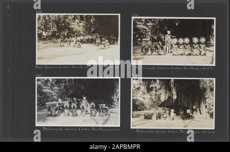 PhotoAlbum Fisherman: Dutch East Indies, China, Japan, Netherlands, Switzerland, 1930 Descrizione: Albumblad con quattro foto di uno spettacolo di danza fuori Denpassar su Bali Data: 1930/10/19 luogo: Bali, Denpasar, Indonesia, Dutch East Indies Parole Chiave: Dance Foto Stock
