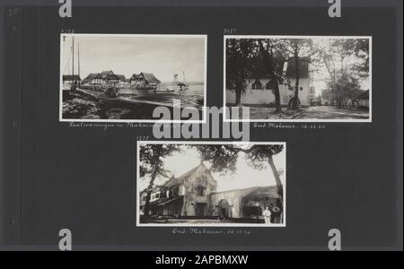 Photoalbum Fisherman: Dutch East Indies, China, Japan, Netherlands, Switzerland, 1930 Descrizione: Albumblad Con Tre Foto. In alto a sinistra: Case polari in Makassar su Celebes; in alto a destra: Vista in vecchio Makassar; in basso: Fort Rotterdam in vecchio Makassar Data: 1930/12/16 luogo: Celebes, Indonesia, Makassar Parole Chiave: Forts, edifici, chiese, case Foto Stock