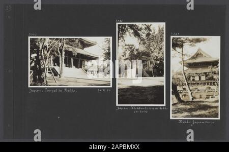 Photoalbum Fisherman: Dutch East Indies, China, Japan, Netherlands, Switzerland, 1930 Descrizione: Albumblad Con Tre Foto. Sinistra, centro e destra: Templi a Nikko in Giappone Data: 1930/11/24 luogo: Giappone, Nikko Parole Chiave: Templi Foto Stock