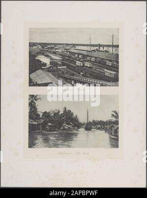 Album fotografico Deli Company: Sumatra O.K. (Kleingrotthe) Descrizione: Sopra: Belawan - Stazione. Sotto: Laboean Sungei. Deli Data: 1905 Località: Indonesia, Medan, Indie Orientali Olandesi, Sumatra Foto Stock