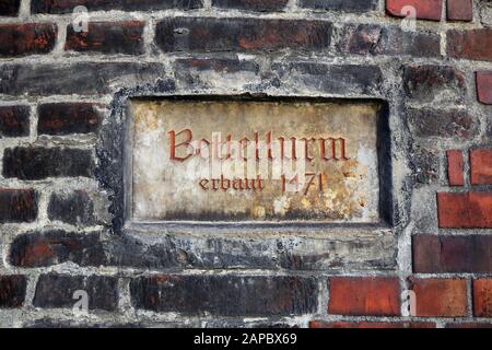 Bettelturm Schild Memmingen è una città del Bayern/Germania con molte attrazioni storiche Foto Stock