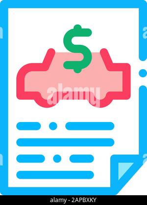 Acquistare auto icona documento vettore illustrazione di contorno Illustrazione Vettoriale