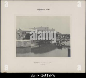 Miglioramento del canale da Gand a Terneuzen Descrizione: Costruzione del ponte fisso occidentale per il traffico ferroviario a Sluiskil Data: 11 maggio 1906 Località: Sluiskil, Sluiskil, Zeeland Parole Chiave: Ponti, ponti ferroviari, ingegneria idraulica Foto Stock