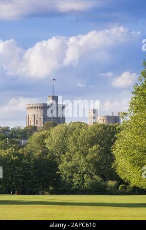 Castello di Windsor visto dai giardini Del Long Walk Foto Stock