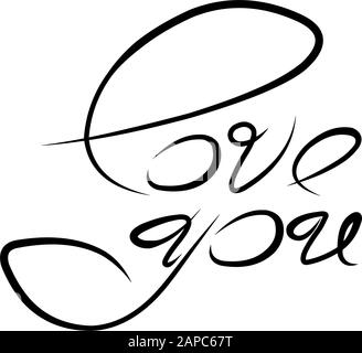 ti piace lettere a mano. Elemento di design San Valentino. Frase romantica disegnata a mano per l'impegno. Illustrazione vettoriale isolata su sfondo bianco. Illustrazione Vettoriale